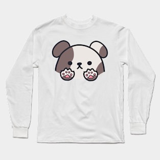 cute kawaii grey dotted dog Long Sleeve T-Shirt